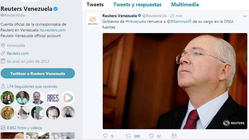 Rafael Ramírez removido de la ONU Foto Reuters capture