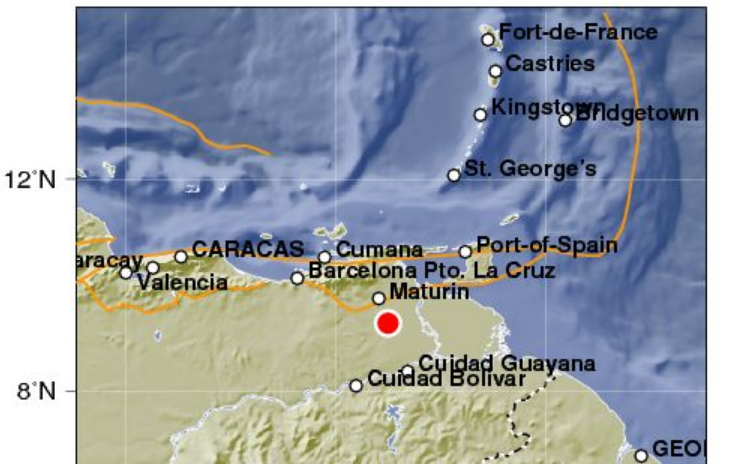 Sismo de magnitud 5.1 ocurrido al oriente de Venezuela