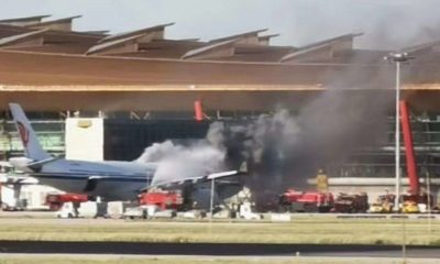 Avión de pasajeros se incendió en plena rampa de abordaje