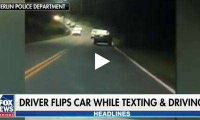 Chofer distraido con su celular se estrella contra un poste en una carretera