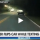 Chofer distraido con su celular se estrella contra un poste en una carretera