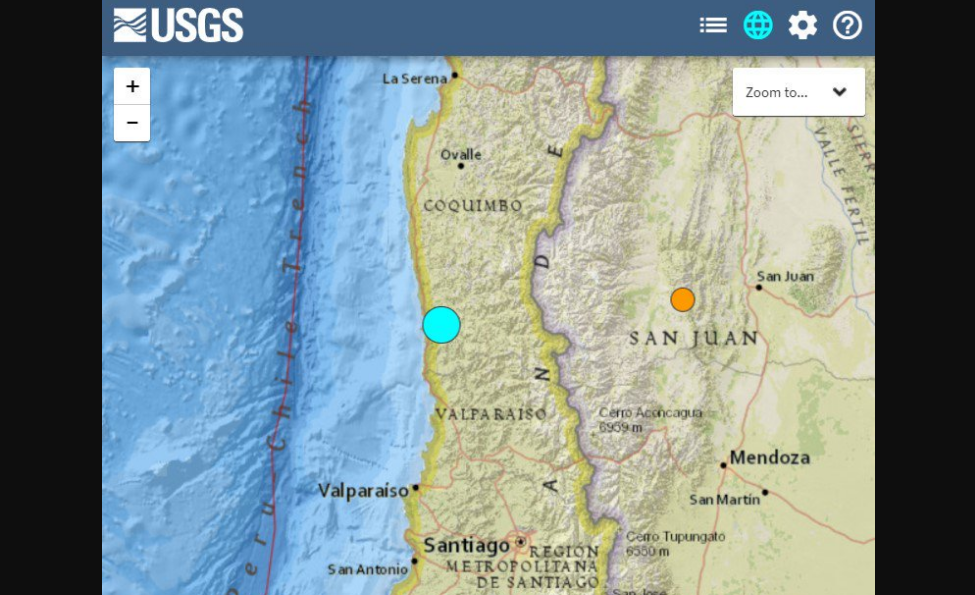 Sismo de magnitud 6 azoto el centro de Chile este lunes