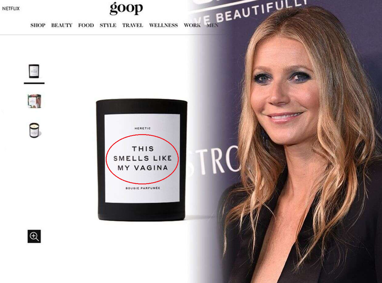 Marca exclusiva de Gwyneth Platrow promociona una "Vela con aroma de vagina"