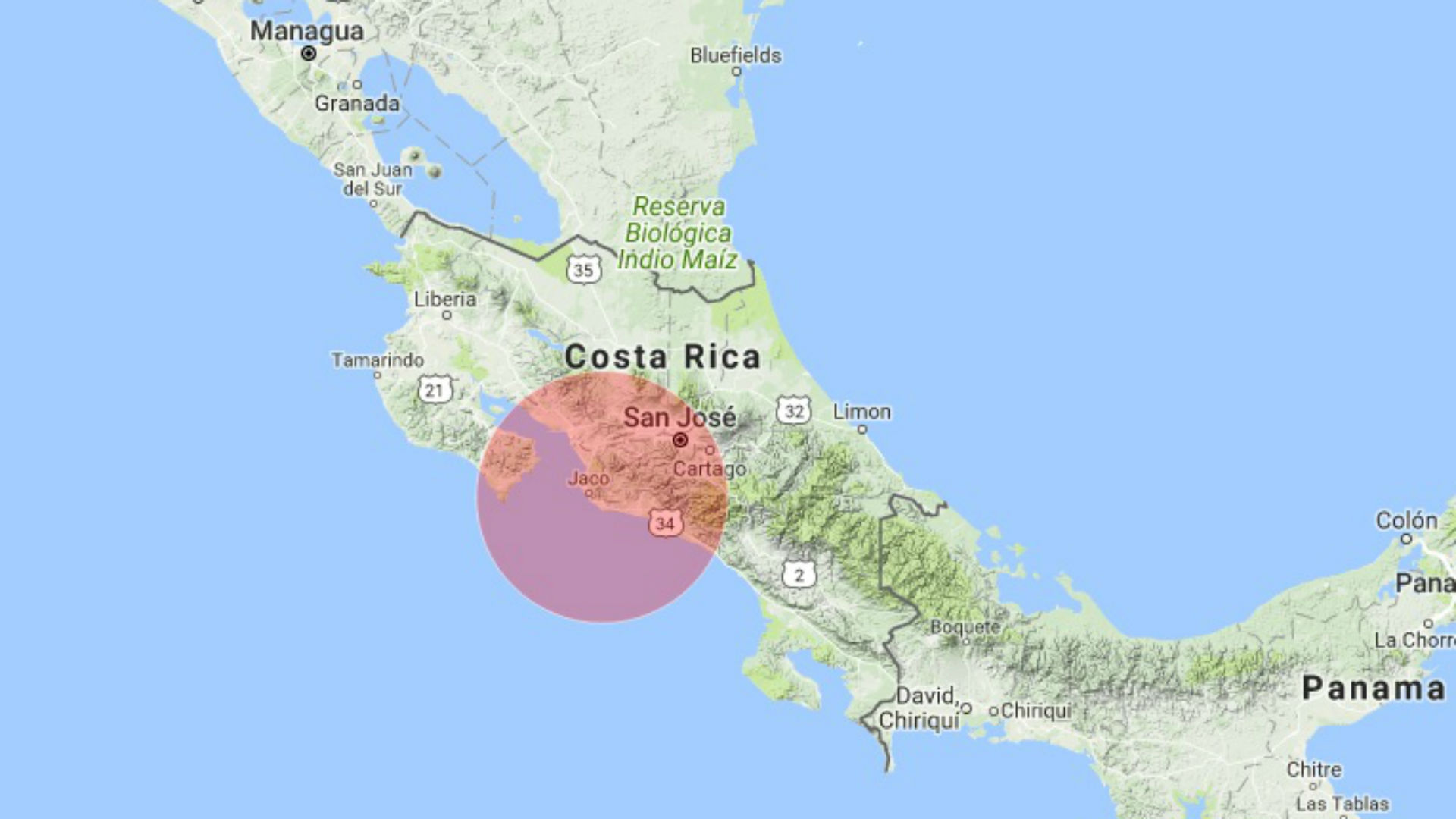 fuerte Sismo en Costa Rica