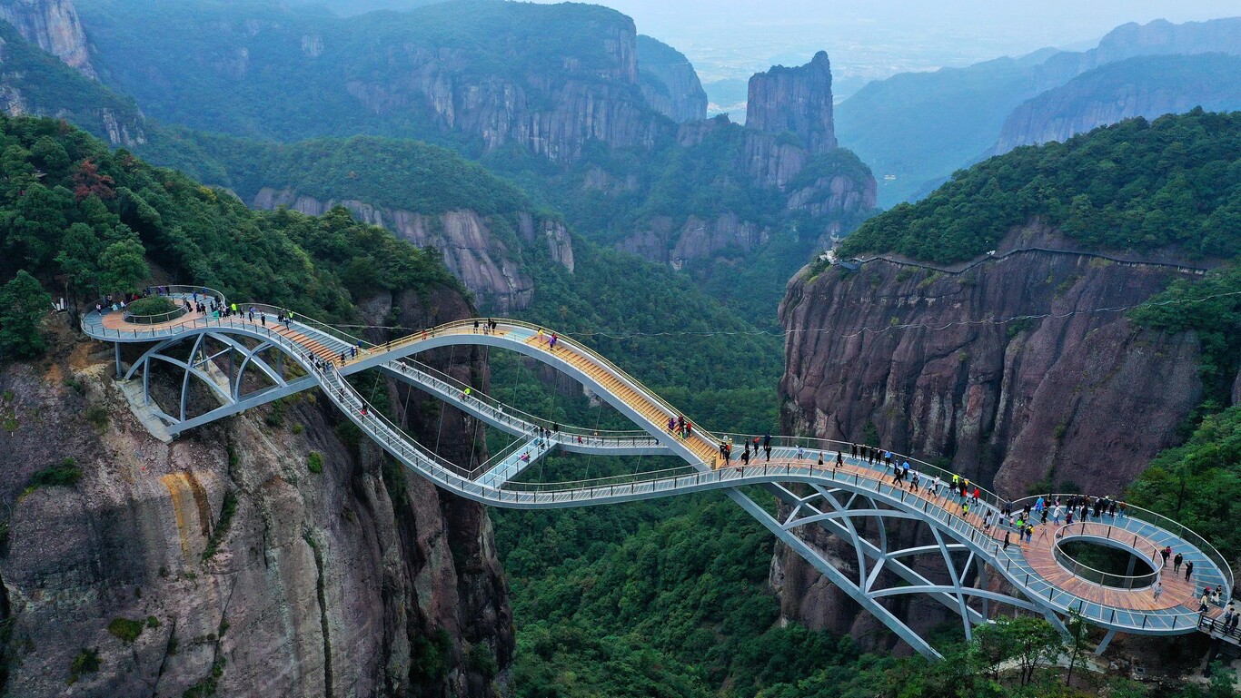 Puente de vértigo con forma de ADN en China