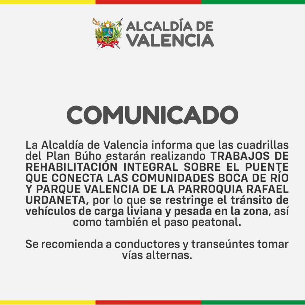 Alcaldía de Valencia arrancó trabajos de rehabilitación - noticiacn