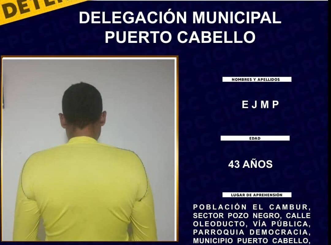 detenido asesino hombre en Puerto Cabello-acn