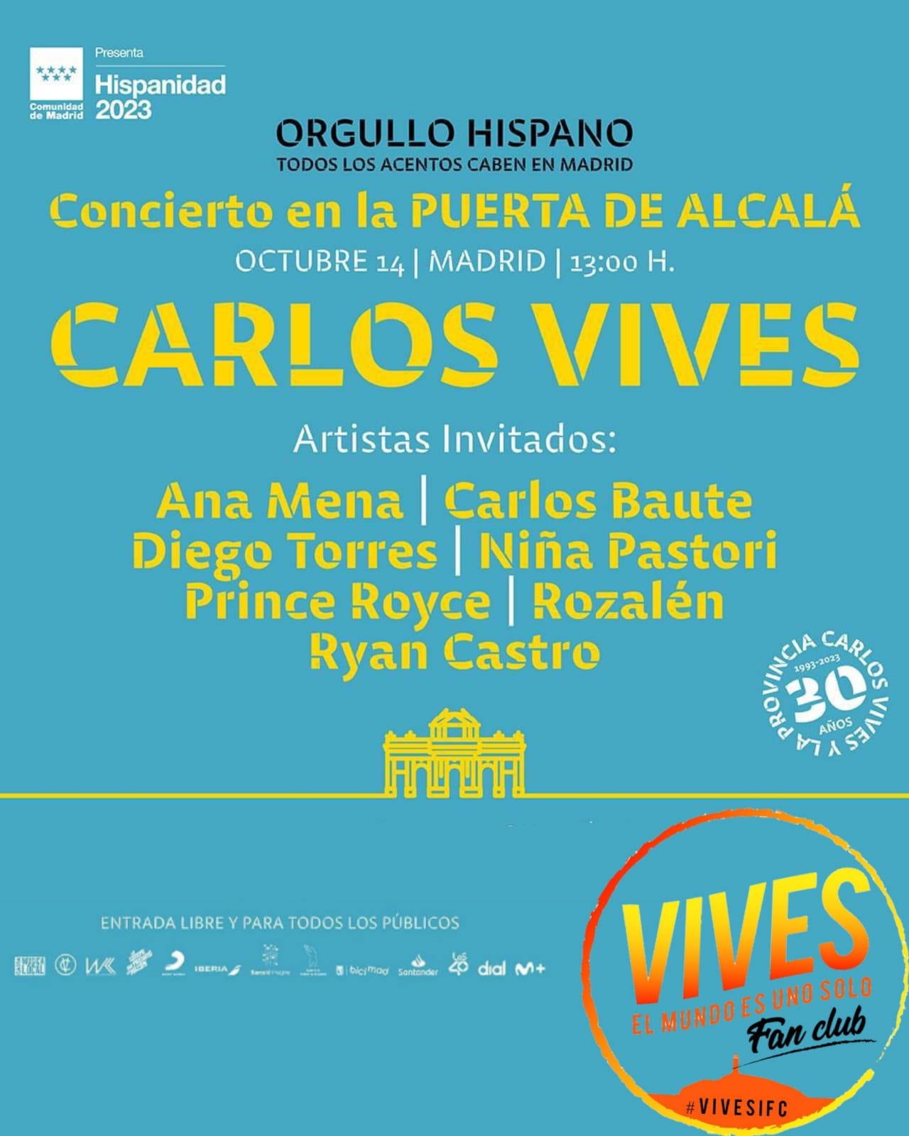 Carlos Vives dará un concierto gratuito en Madrid - noticiacn