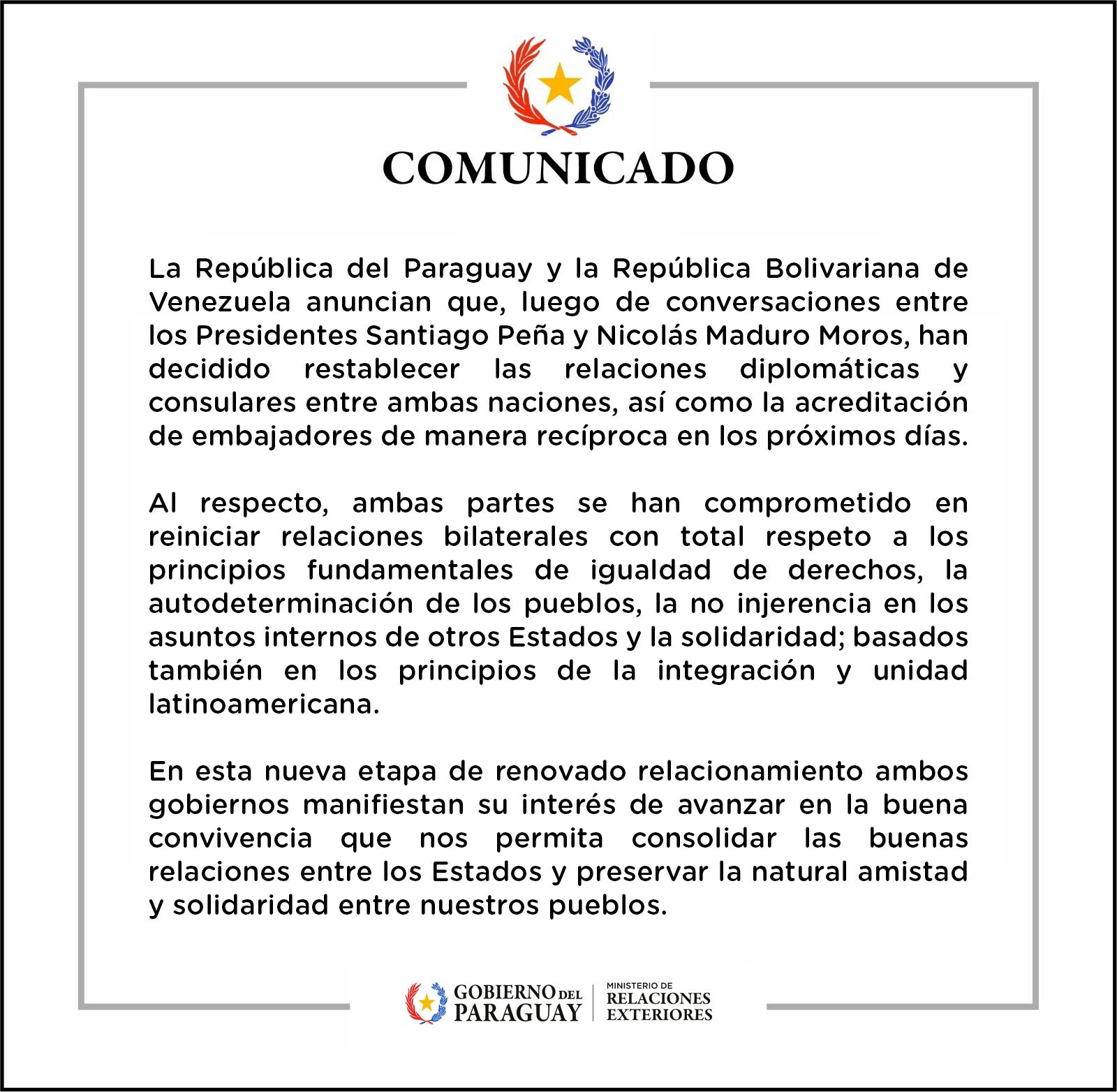 Paraguay y Venezuela restablecen relaciones - noticiacn