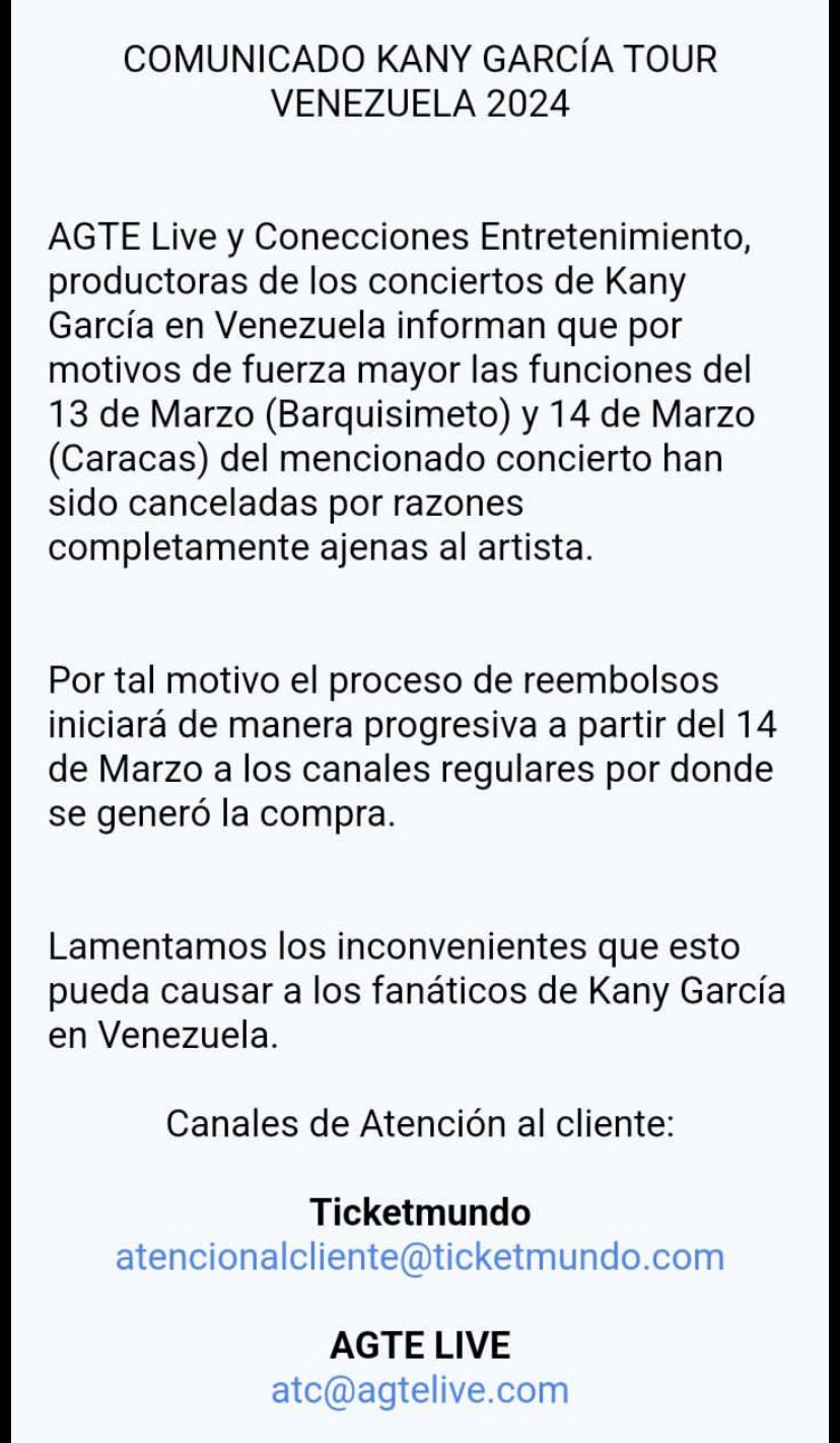 Cancelan conciertyo Kany García en Venezuela  - Agencia Carabobeña de Noticias - Agencia ACN- Noticias Carabobo