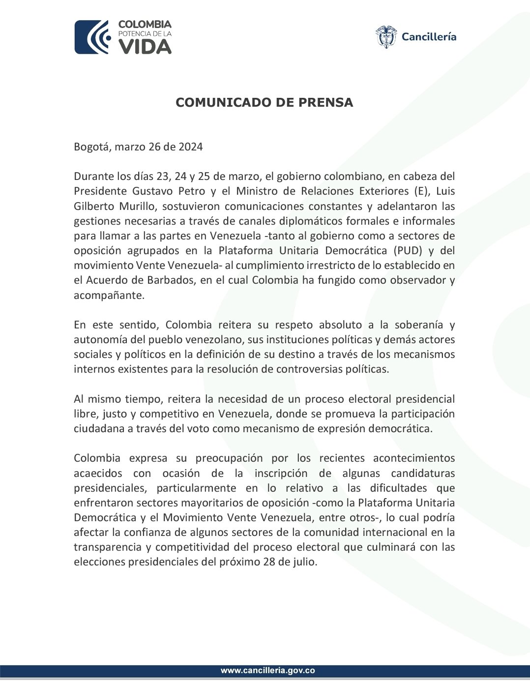 Gobierno de Petro preocupado por bloqueo de candidatura unitaria - Agencia Carabobeña de Noticias