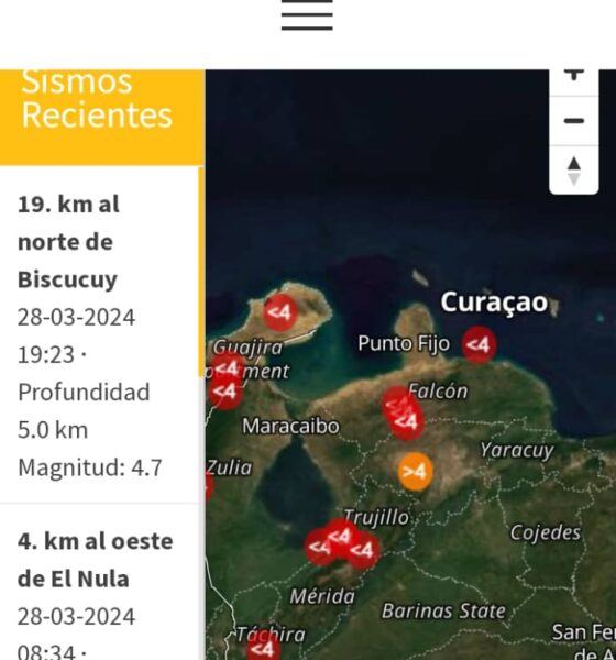 Temblor de 4.7 se registró a 19 Kilómetros al norte de Biscucuy, estado Lara-Agencia Carabobeña de Noticias – ACN – Sucesos