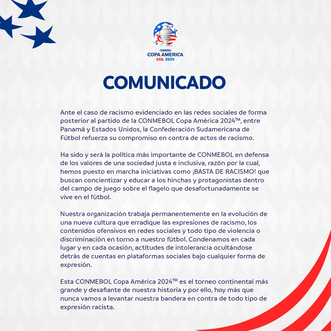 Conmebol comunicado contra racismo EE UU -Agencia Carabobeña de Noticias - Agencia ACN- Noticias Carabobo

 