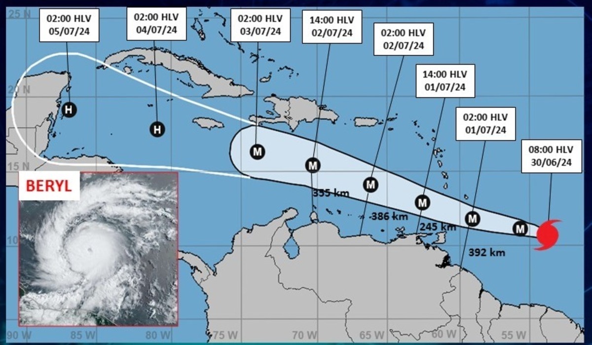 huracán Beryl pasará a más de 300 kl por costas venezolanas - Agencia Carabobeña de Noticias - Agencia ACN- Noticias Carabobo