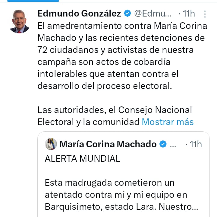 Edmundo González: Amedrentamiento a Machado-Agencia Carabobeña de Noticias – ACN – Política