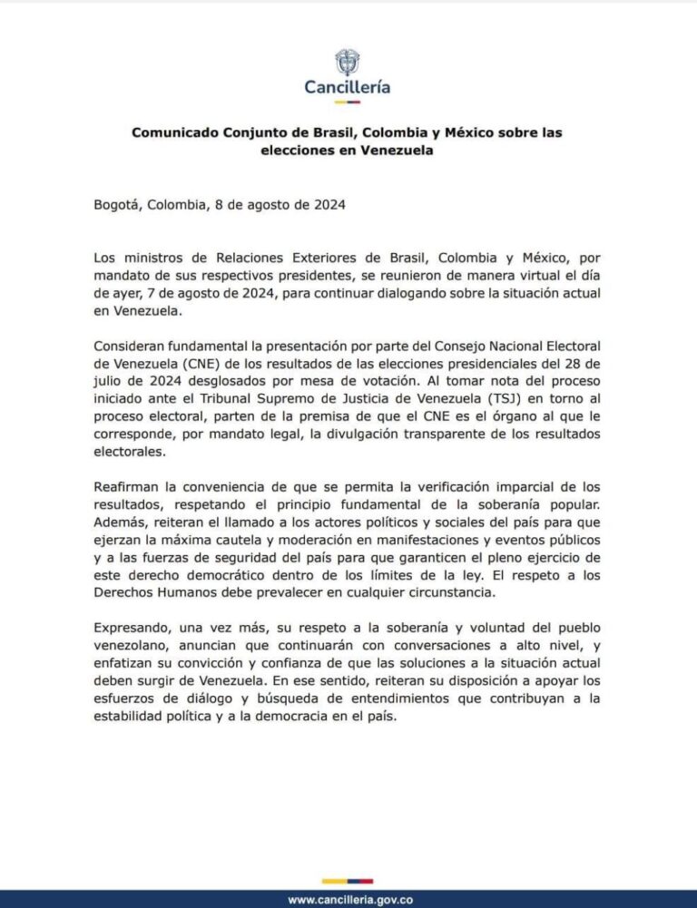 Emiten Comunicado En Conjunto Brasil Colombia Y M Xico