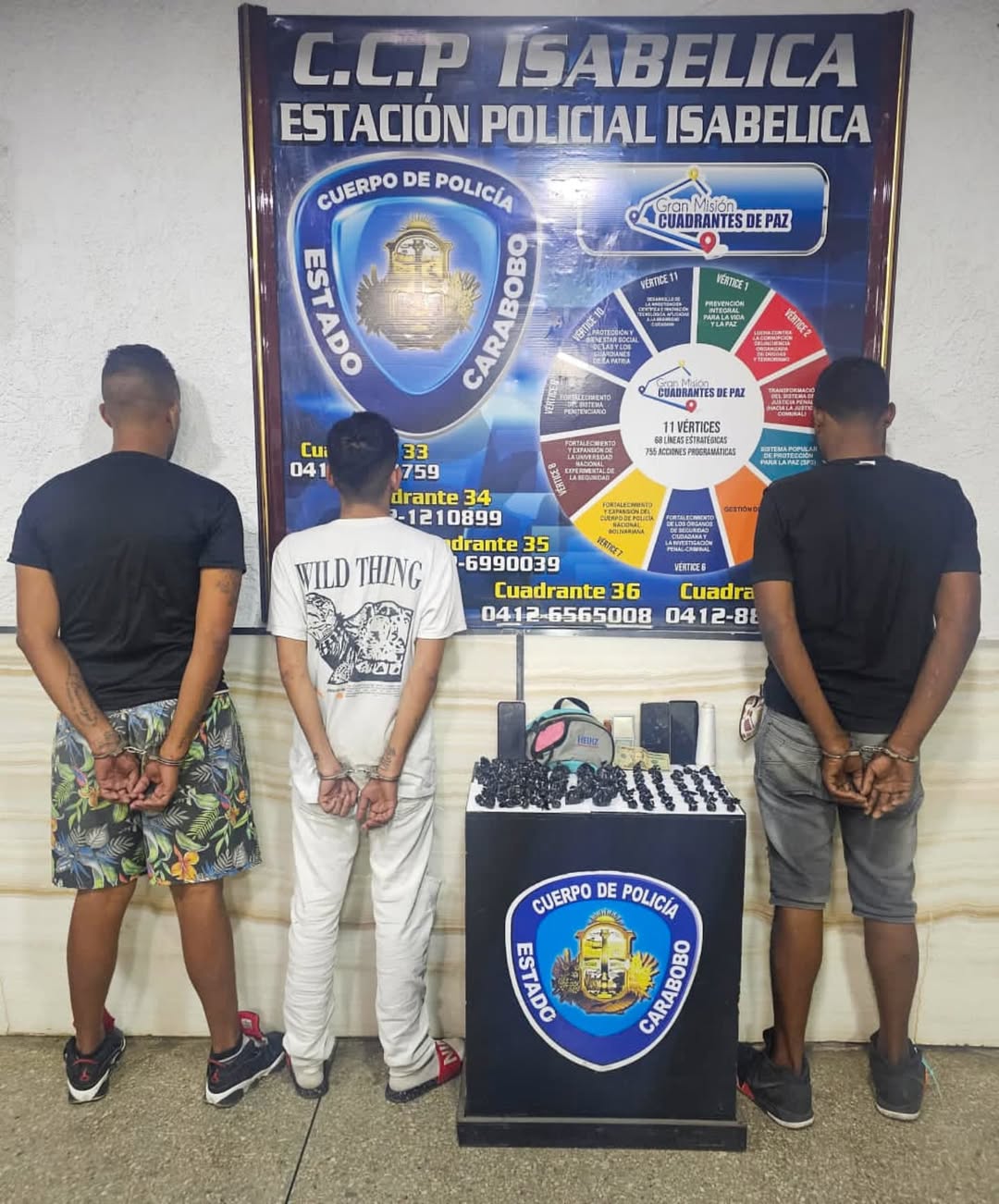 Detenidos tres sujetos por posesión de droga