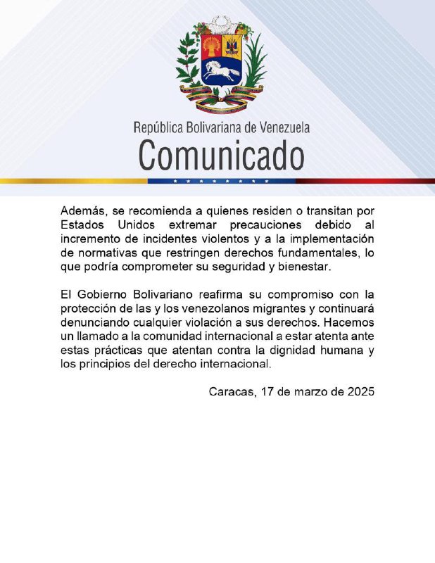 Alerta de viaje a EE.UU. para venezolanos texto