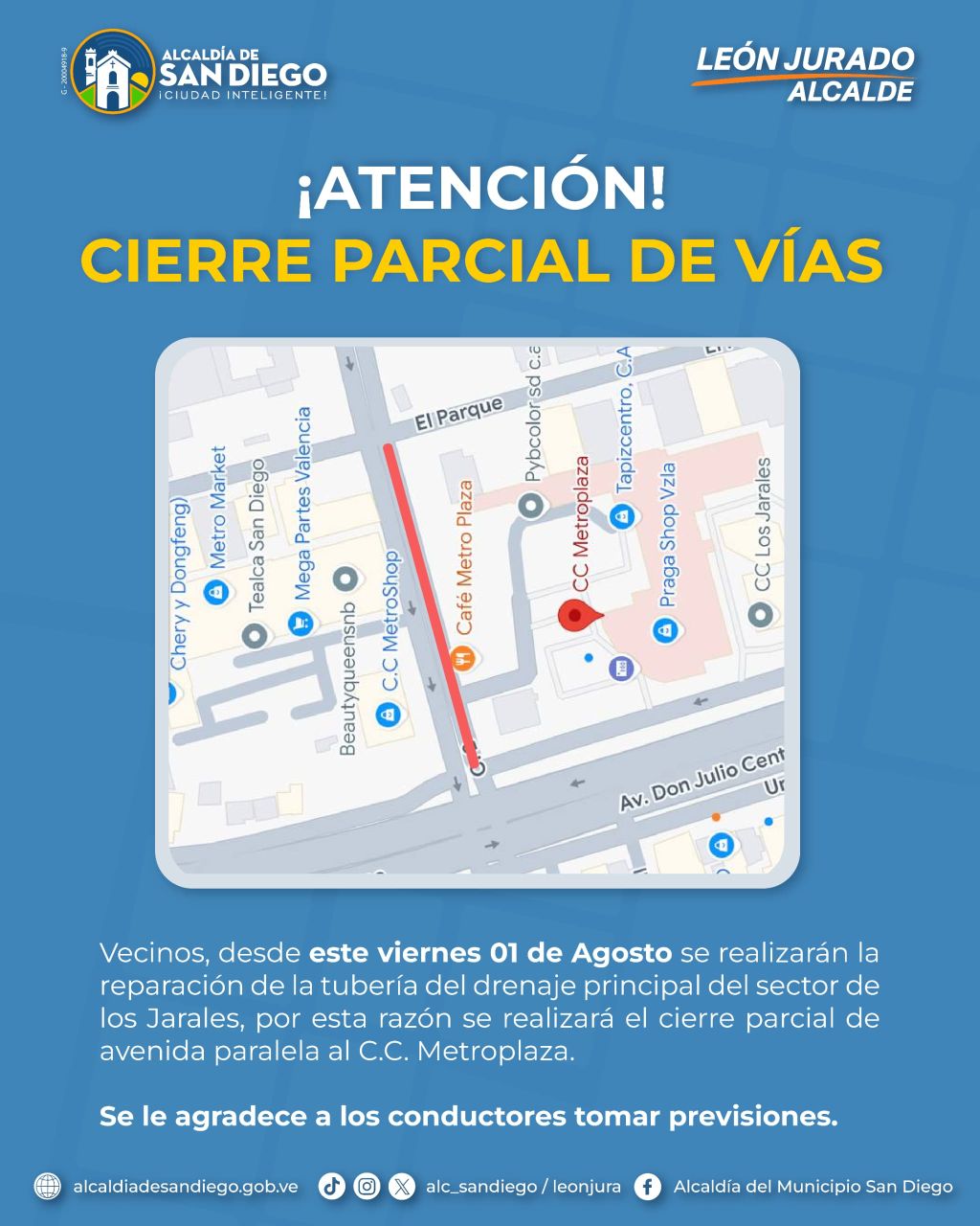Cierre parcial vía hacia Los Jarales y Harales - Agencia Carabobeña de Noticias