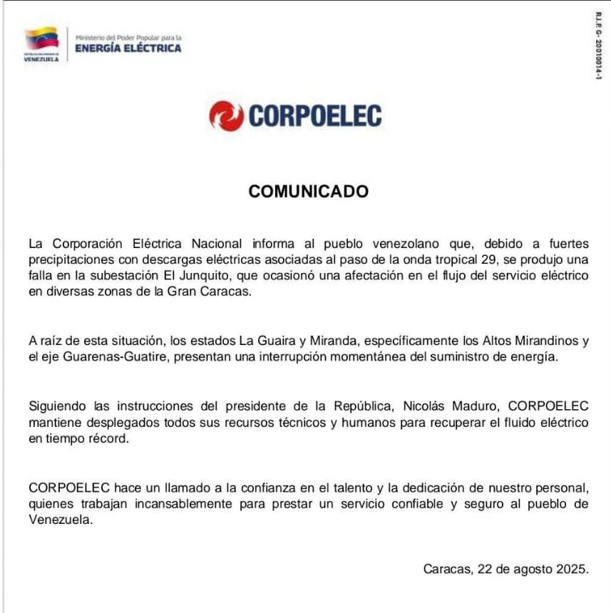 Caracas sin electricidad - Agencia Carabobeña de Noticias