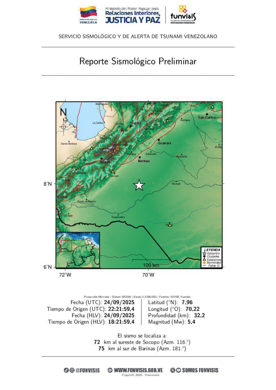 Servicio Geológico Colombiano (SGC), el primer movimiento sísmico ocurrió a las 5:21 p.m. y tuvo una magnitud preliminar de 6.1, con una profundidad superficial menor a 30 kilómetros, lo que contribuyó a que el temblor se sintiera con intensidad en numerosas ciudades colombianas. A este sismo principal le siguió una réplica de magnitud 4.3 registrada a las 5:33 p.m., también con una profundidad superficial.