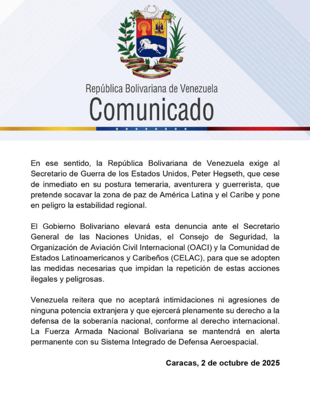 Rechazan incursión aérea ilegal de EEUU - Agencia Carabobeña de Noticias