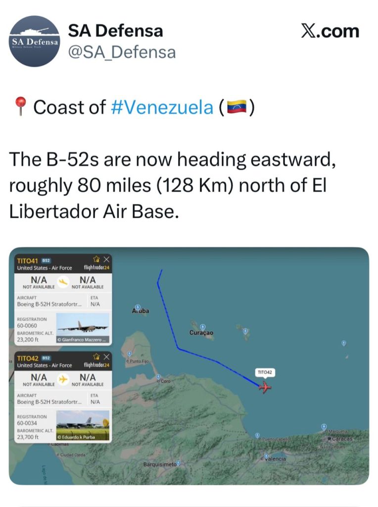 Bombarderos estadounidenses cerca de Falcón - Agencia Carabobeña de Noticias