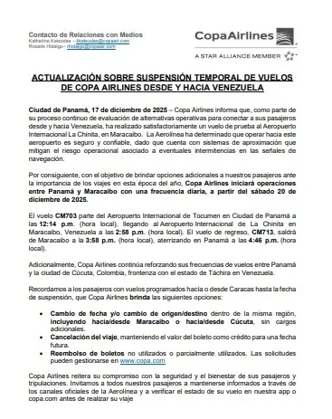 Copa Airlines volará Panamá – Maracaibo - Agencia Carabobeña de Noticias