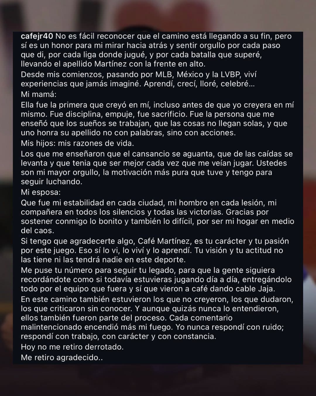 José Cafecito Martínez se retira - Agencia Carabobeña de Noticias