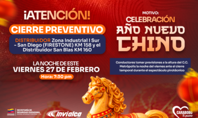 Cierre preventivo de tramos de la ARC por Año Nuevo Chino - Agencia Carabobeña de Noticias