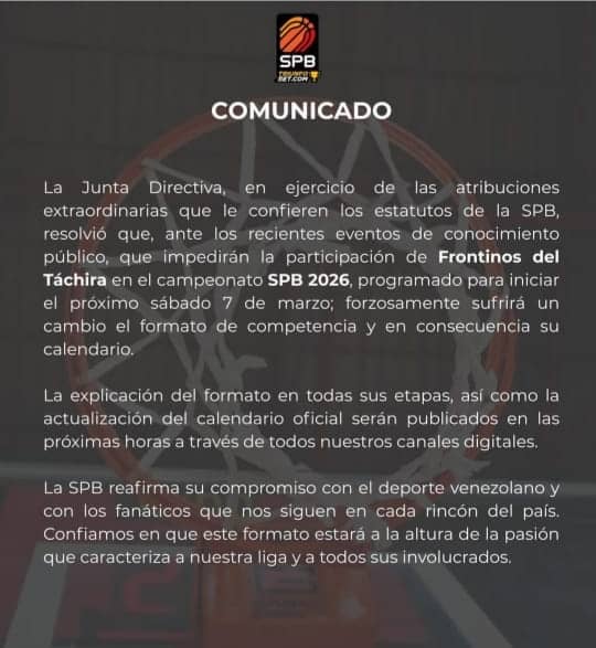 Táchira sin baloncesto - Agencia Carabobeña de Noticias