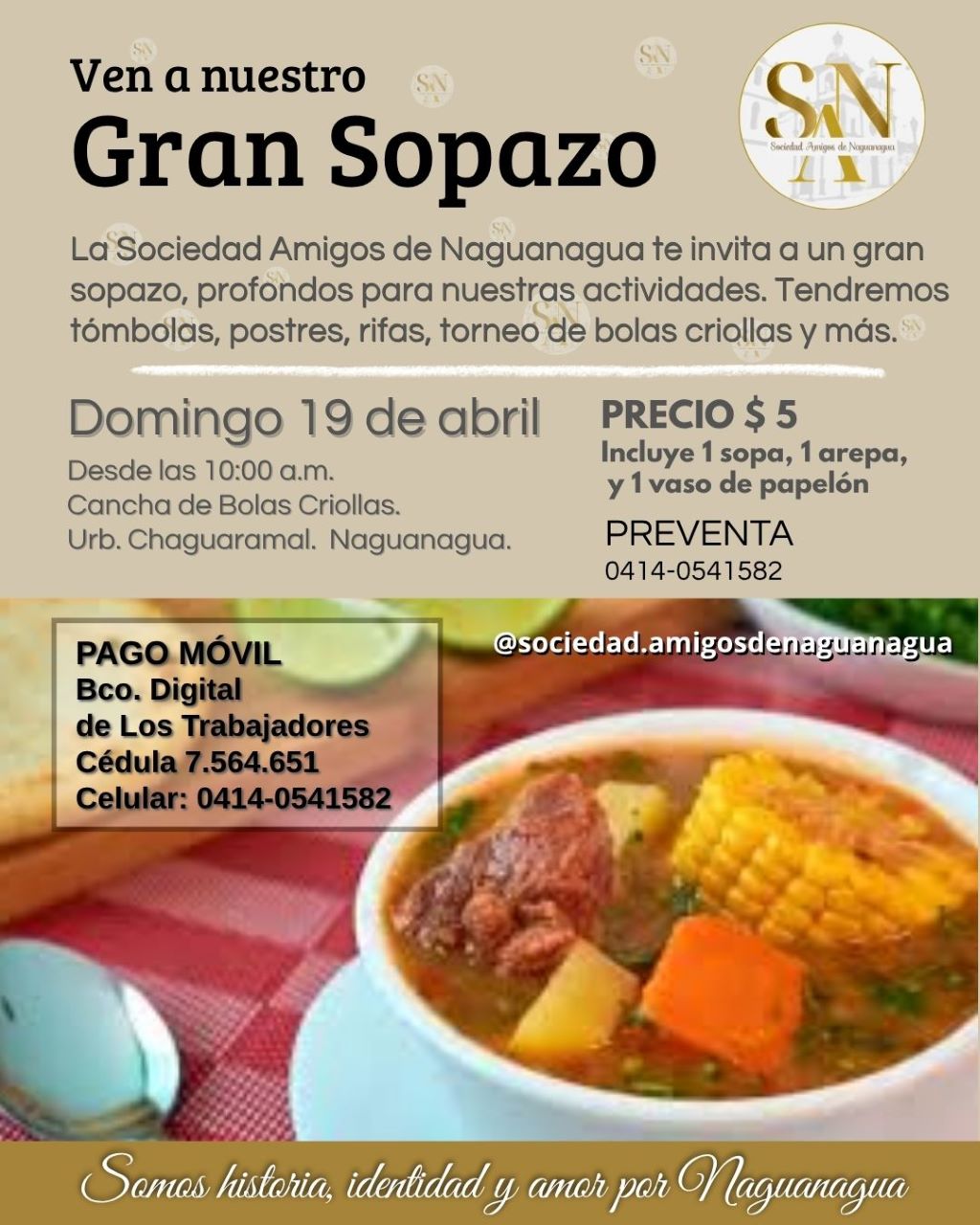 Sociedad Amigos de Naguanagua invita al Gran Sopazo Familiar - Agencia Carabobeña de Noticias