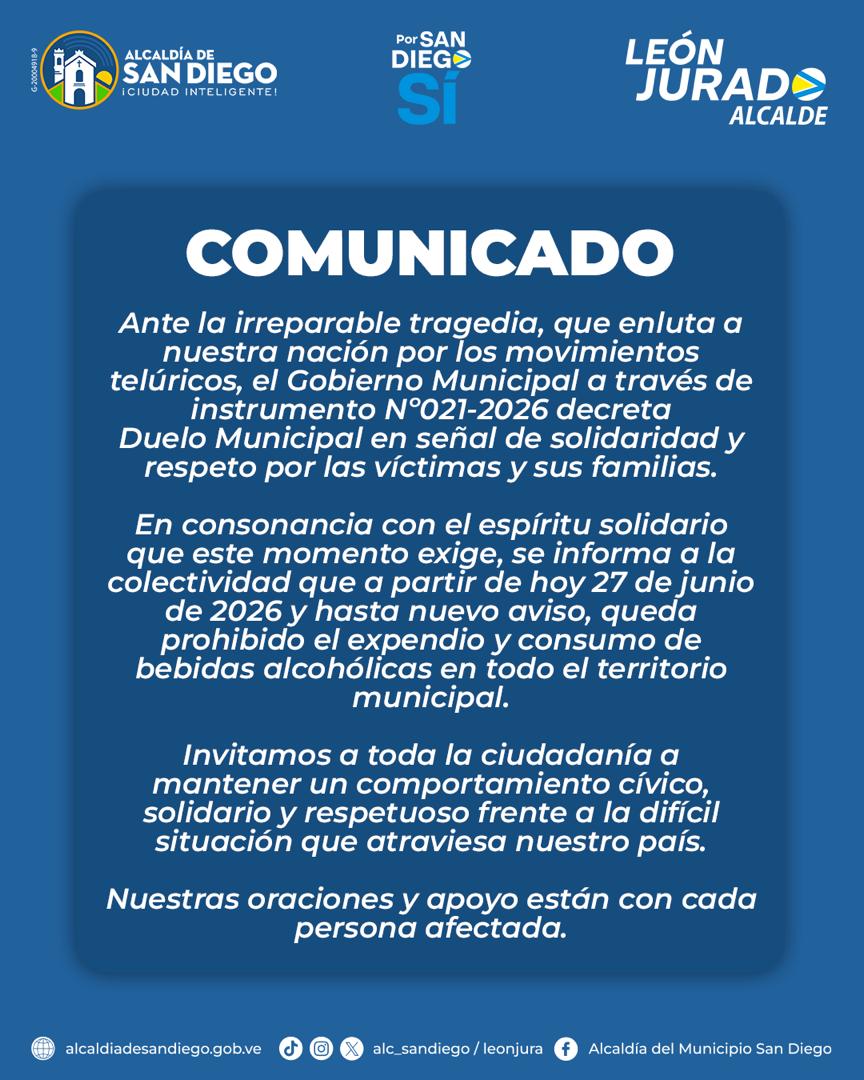 Decretan Duelo Municipal en San Diego - Agencia Carabobeña de Noticias