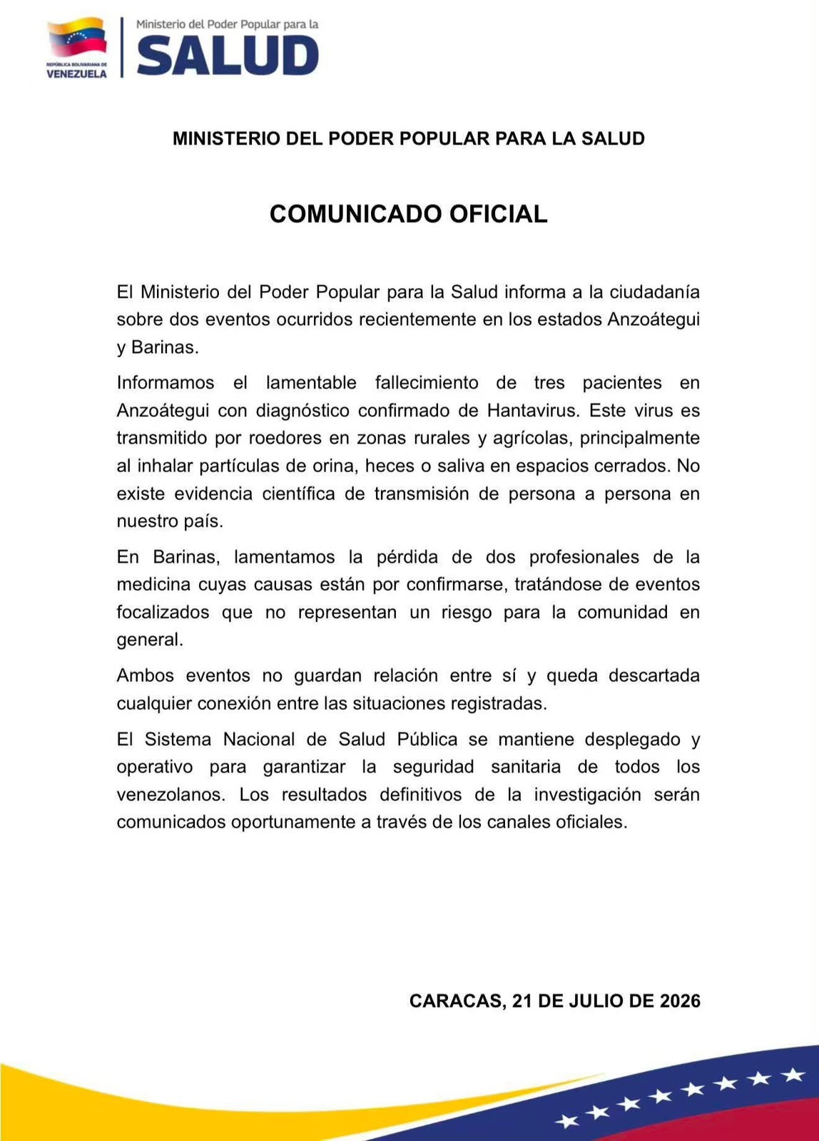 Tres muertos por hantavirus - Agencia Carabobeña de Noticias