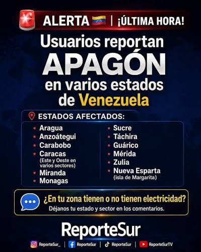 Apagón en cinco estados - Agencia Carabobeña de Noticias