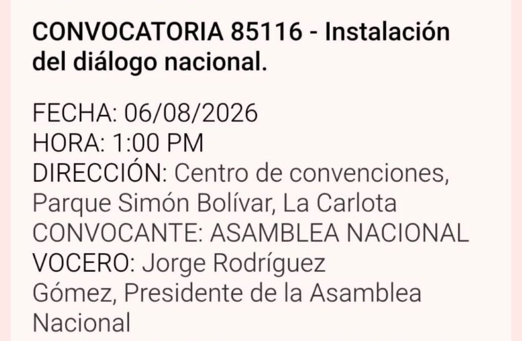Mesa de diálogo comenzará el jueves - Agencia Carabobeña de Noticias