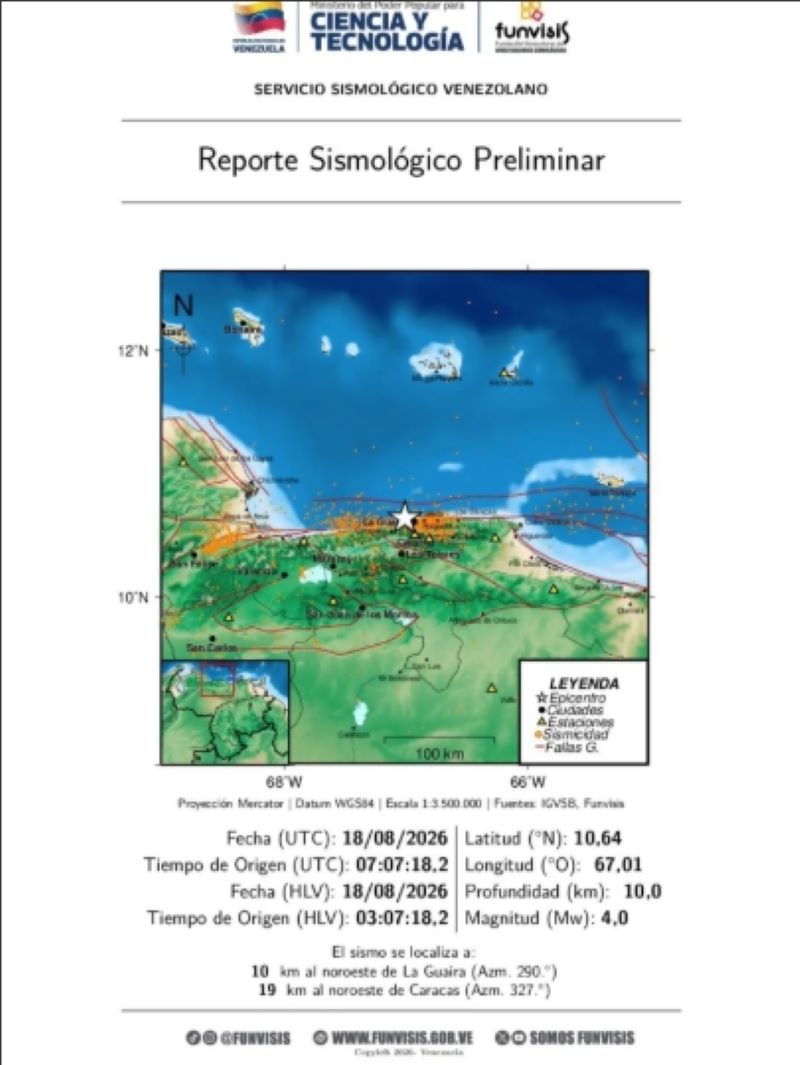 Sismo en la madrugada del 18 de agosto - Agencia Carabobeña de Noticias