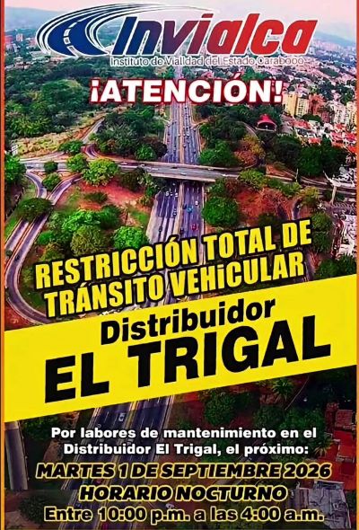 Restricción total de tránsito en Distribuidor El Trigal - Agencia Carabobeña de Noticias